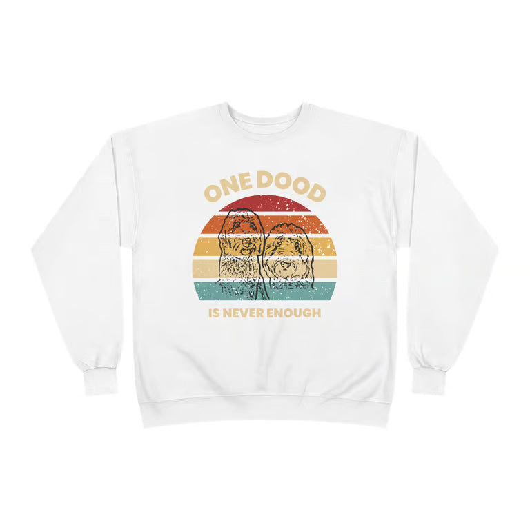 One Dood Is Never Enough crewneck | Retro Sunset Goldendoodle Pullover | Vintage Doodle Dog sweater Gift