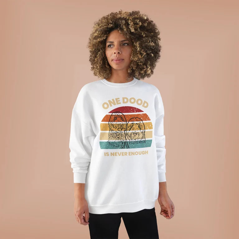 One Dood Is Never Enough crewneck | Retro Sunset Goldendoodle Pullover | Vintage Doodle Dog sweater Gift