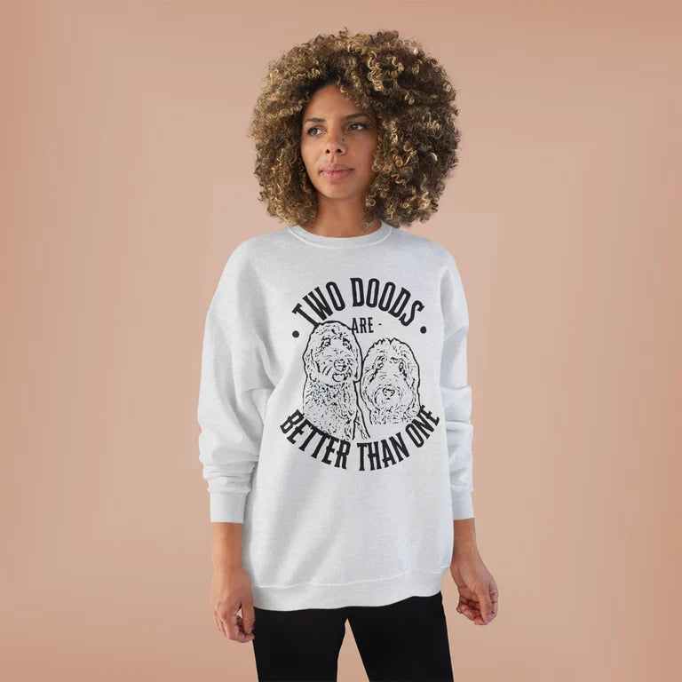Two Doods Are Better Than One Sweatshirt | Goldendoodle Mom Crewneck | Doodle Lover Gift | blk print