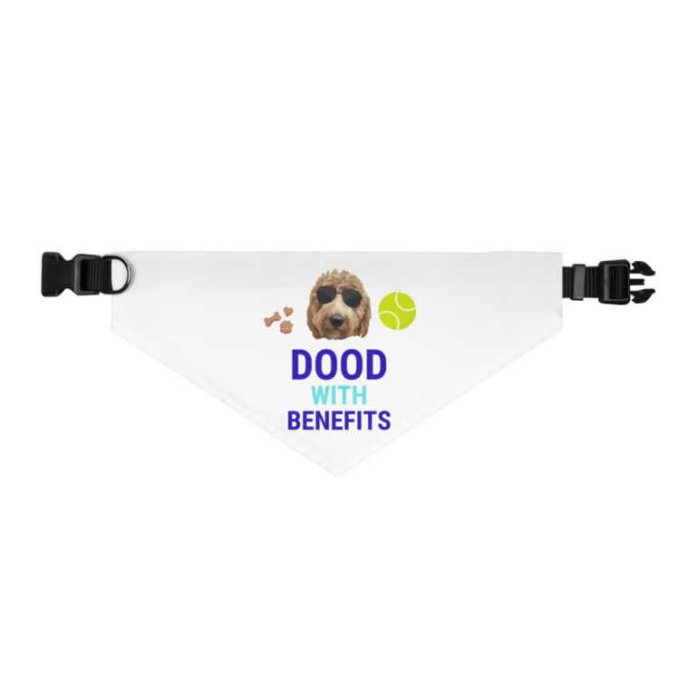 • Funny dog collar bandana
• dog bandana
• Goldendoodle Collar grey
• Gray adjustable dog bandana with funny ‘Doods with benefits’ slogan featuring a doodle dog graphic, pet scarf collar for dogs, cute trendy pet accessory gift.
