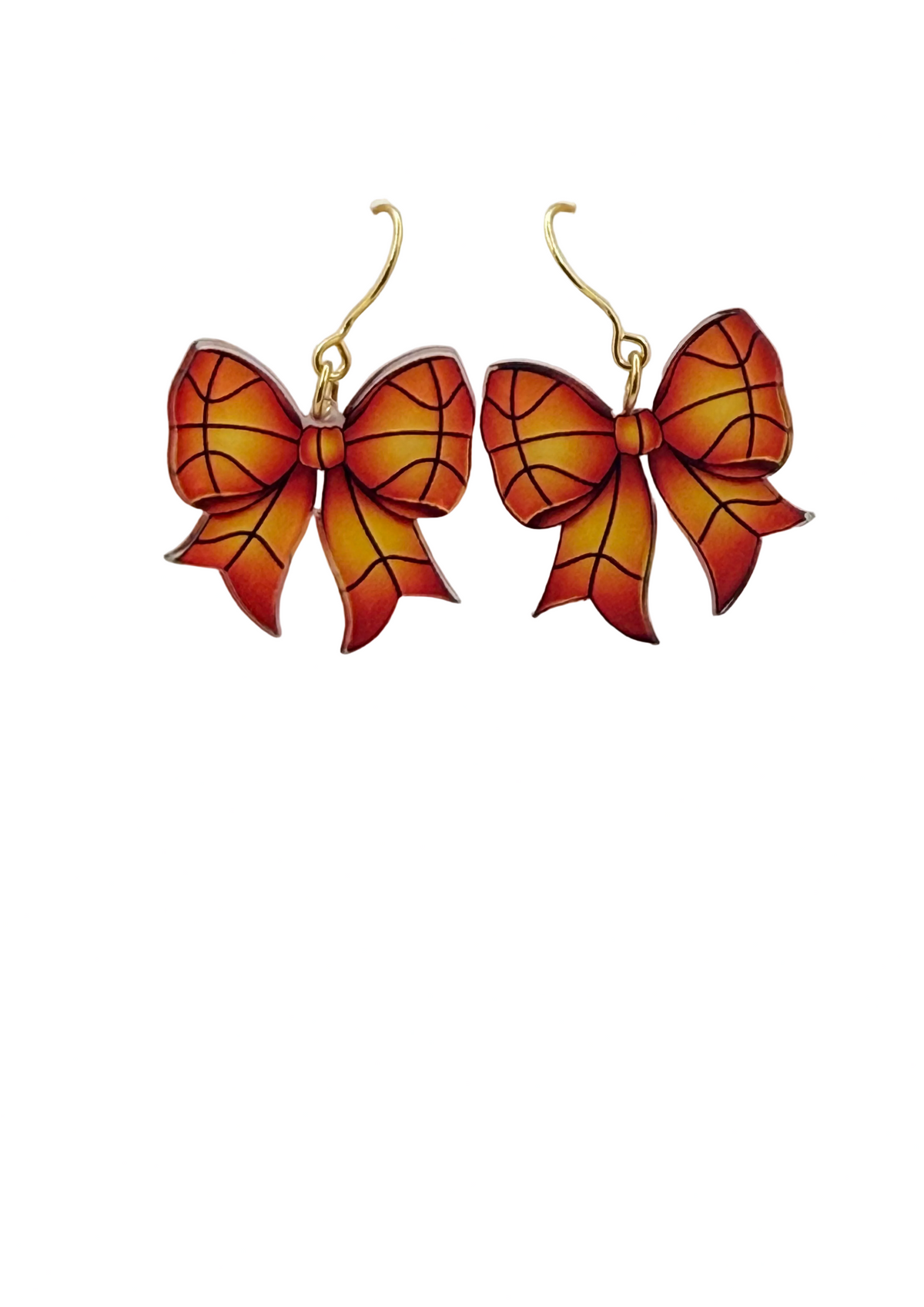 Basketball Bow Earrings | Game Day Acrylic Statement Earrings | Cute Basketball Season Jewelry for Game Day Outfits