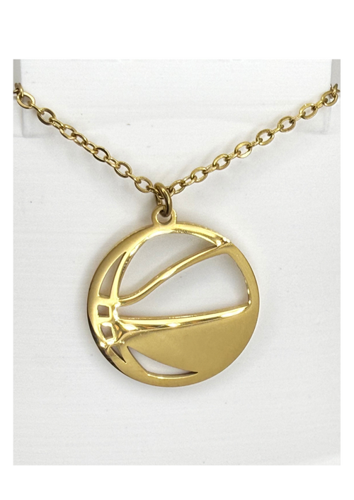 Basketball Necklace | Stainless Steel Cut-Out Pendant | Basketball Player & Mom Jewelry, Gold or Silver