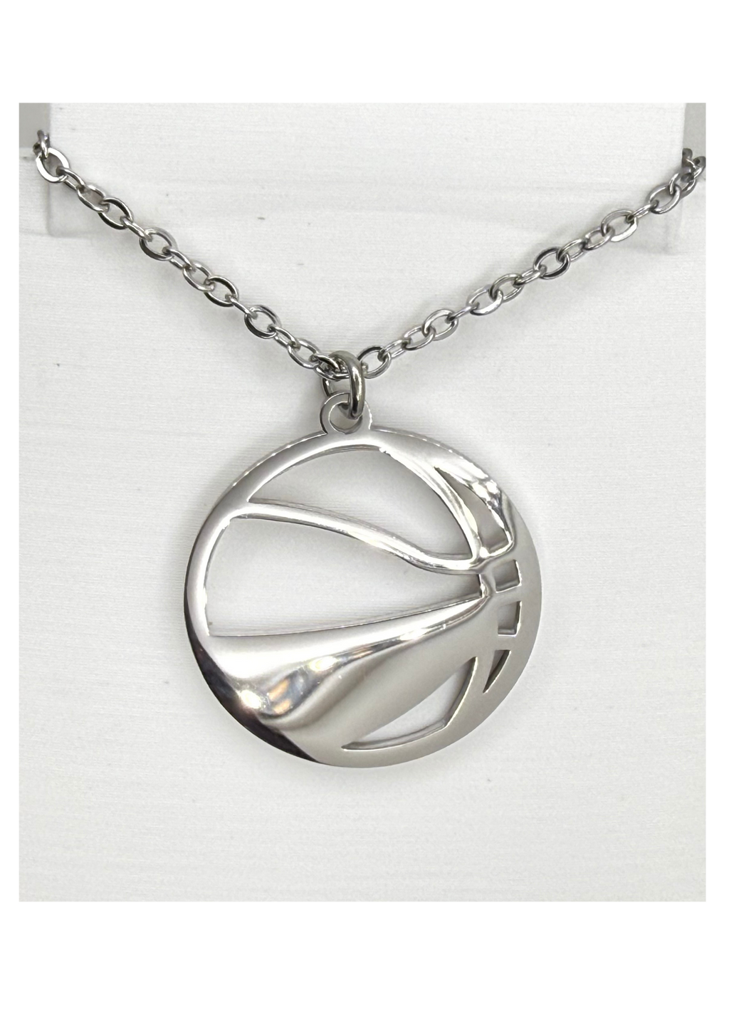 Basketball Necklace | Stainless Steel Cut-Out Pendant | Basketball Player & Mom Jewelry, Gold or Silver