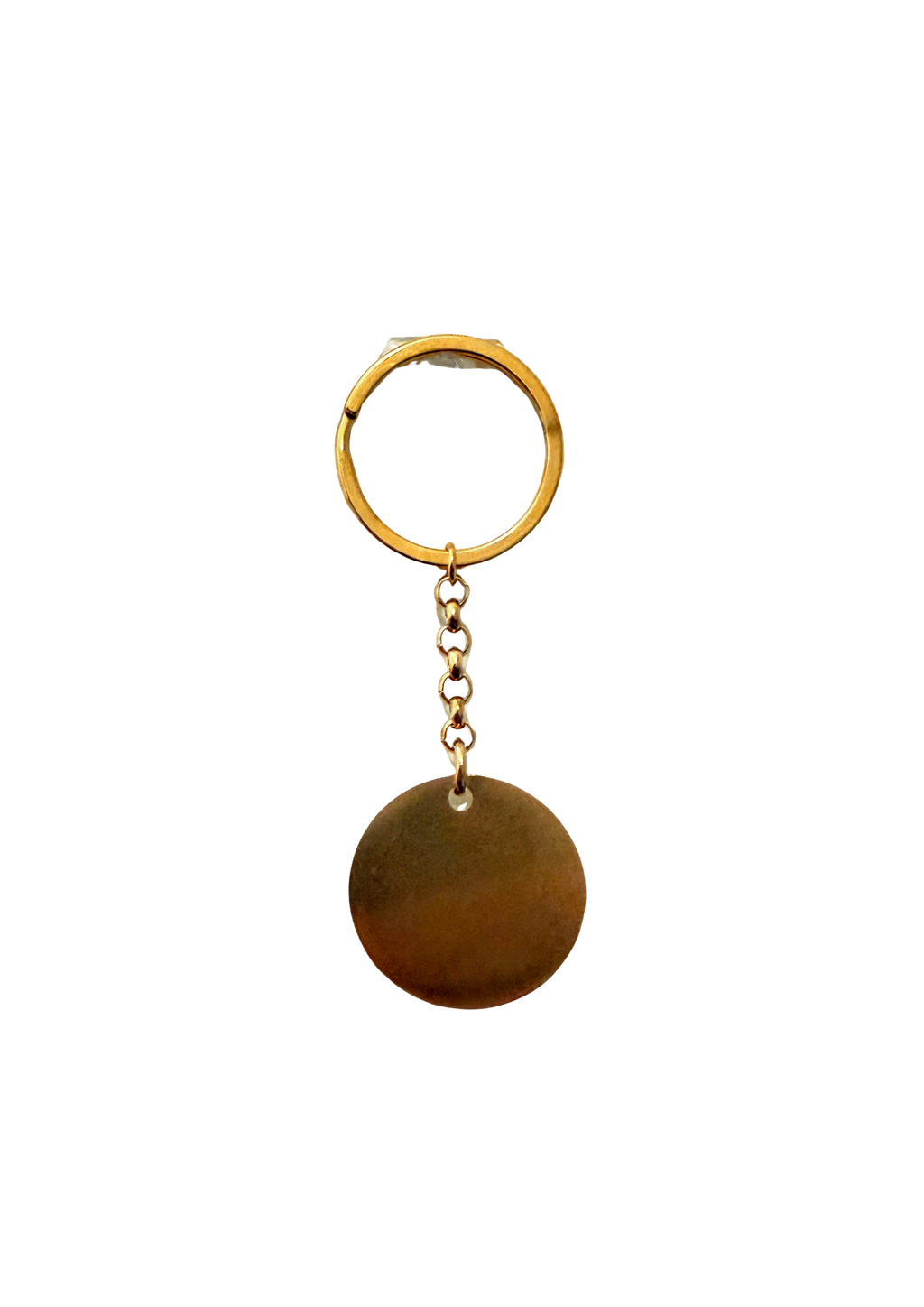 Brushed Circle Pendant Keychain | Stainless Steel Keychain with Optional Engraving | Silver or Gold, Custom Gift