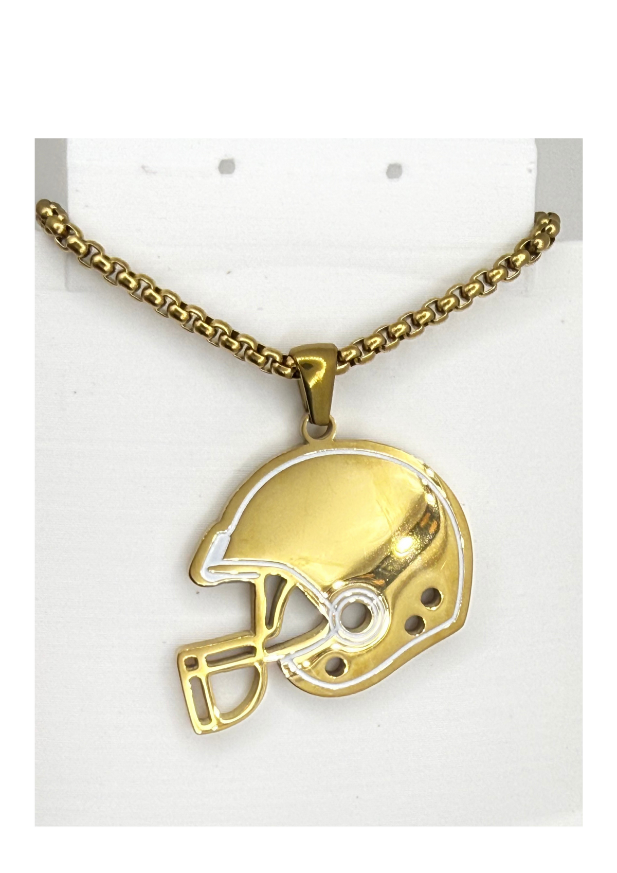 Football Helmet Necklace | Stainless Steel Pendant | Football Player & Mom Jewelry, Silver, Gold, or Black