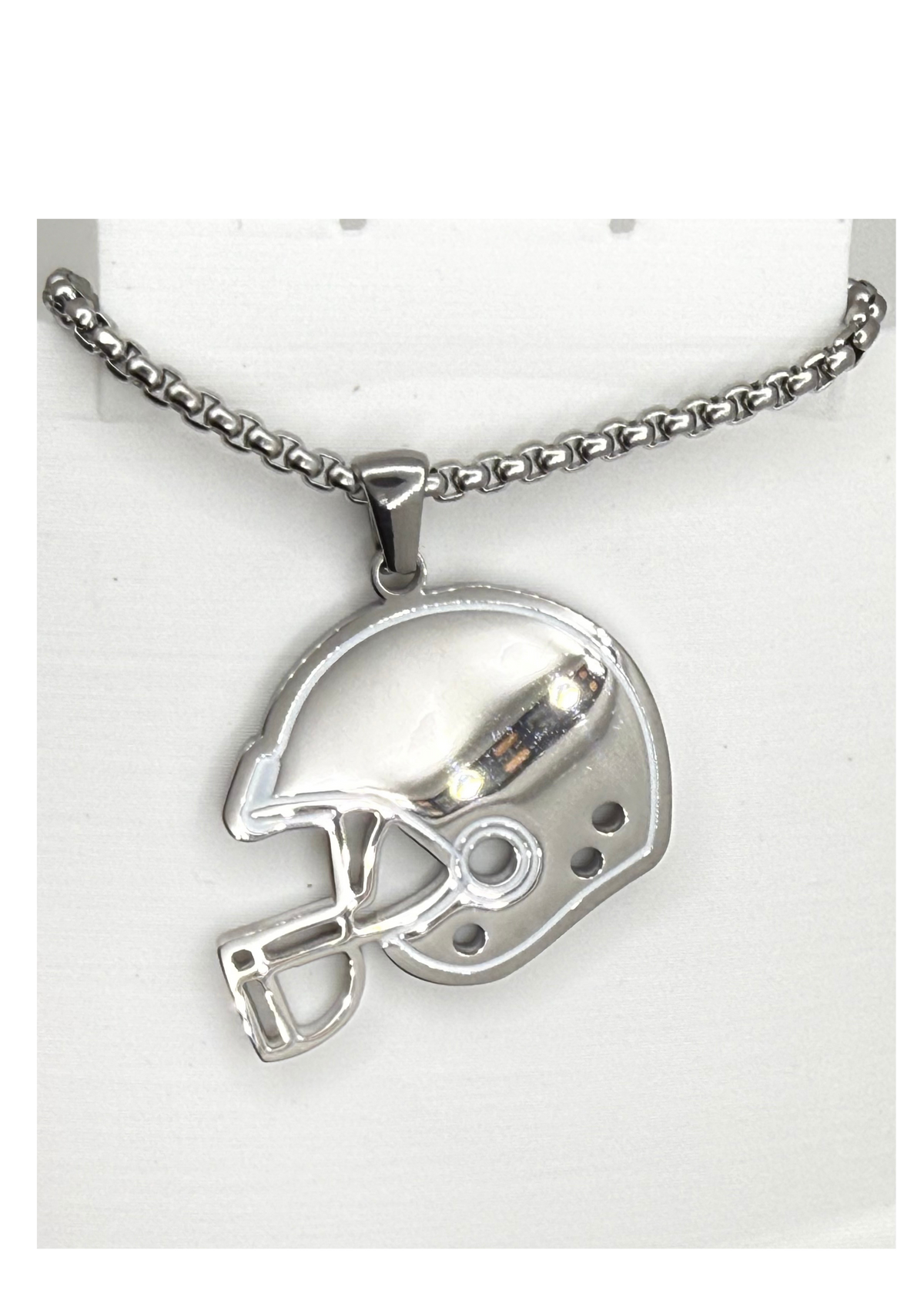 Football Helmet Necklace | Stainless Steel Pendant | Football Player & Mom Jewelry, Silver, Gold, or Black