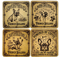 Funny French Bulldog Cork Coasters | Engraved Vintage-Style Dog Coasters | Frenchie Owner Gift