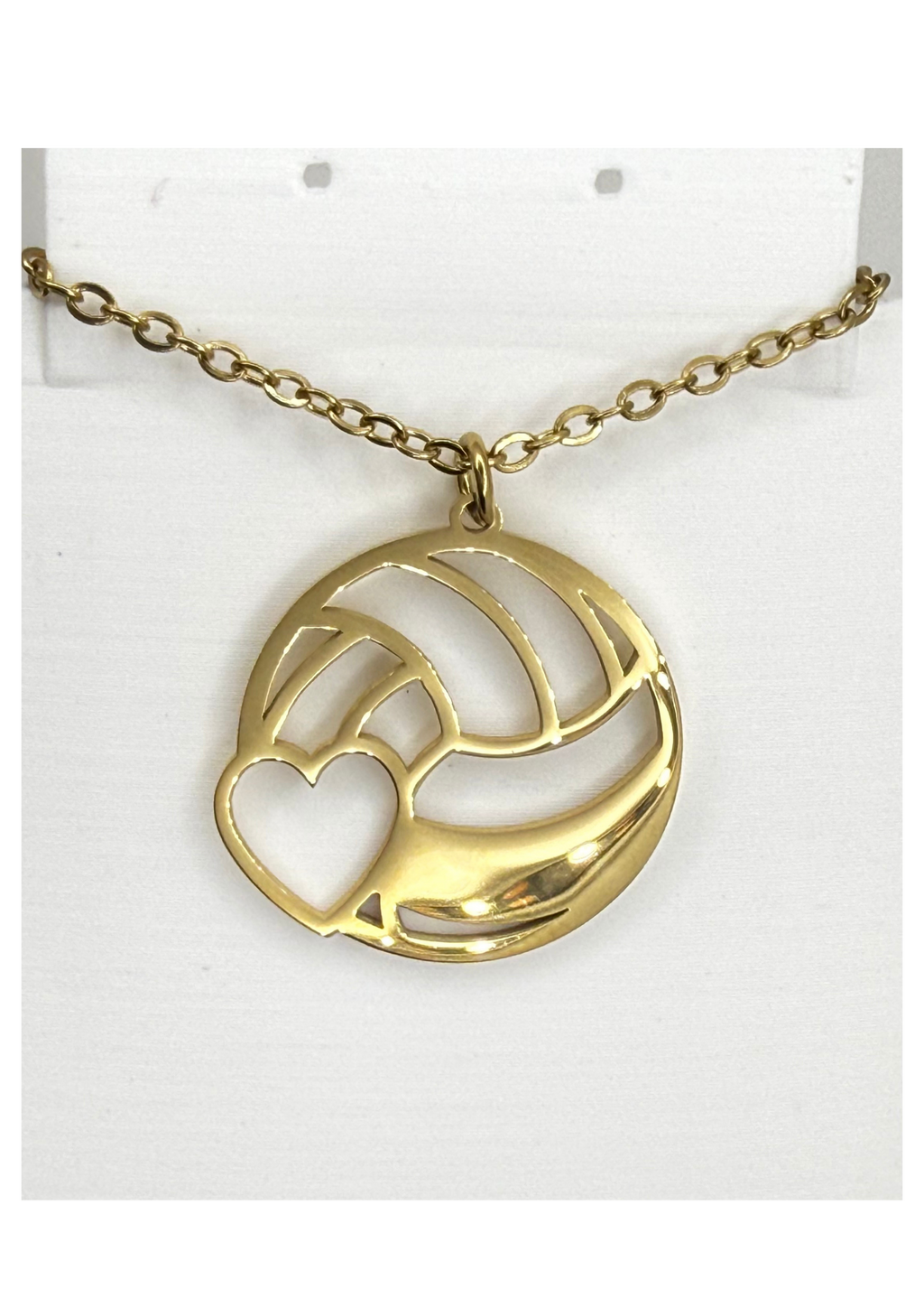 Volleyball Heart Necklace | Stainless Steel Cut-Out Pendant | Volleyball Player & Mom Jewelry, Gold or Silver