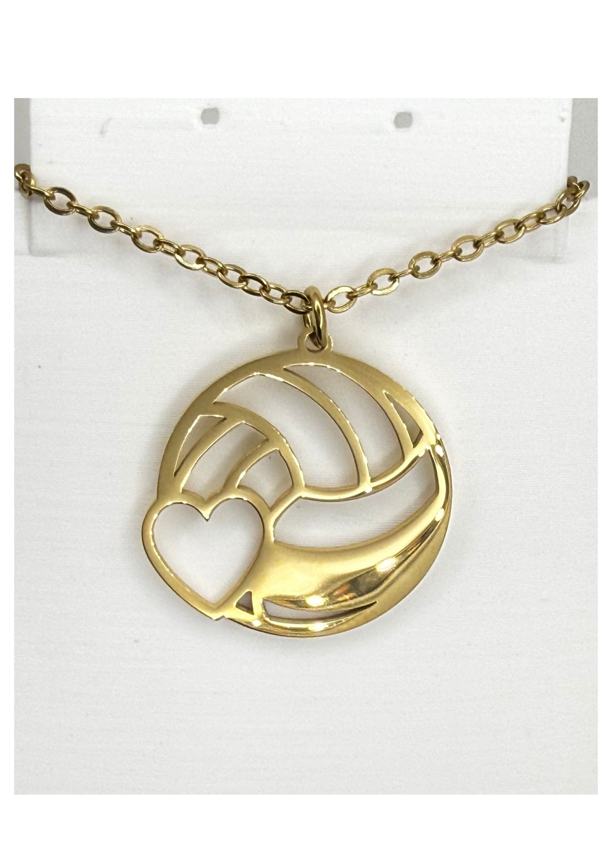 Volleyball Heart Necklace | Stainless Steel Cut-Out Pendant | Volleyball Player & Mom Jewelry, Gold or Silver