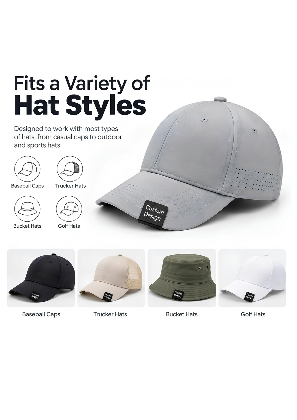Custom Engraved Hat Clip, Personalized Brim Clip for Caps, Funny Gift for Golfers, Hunters & Hobbyists