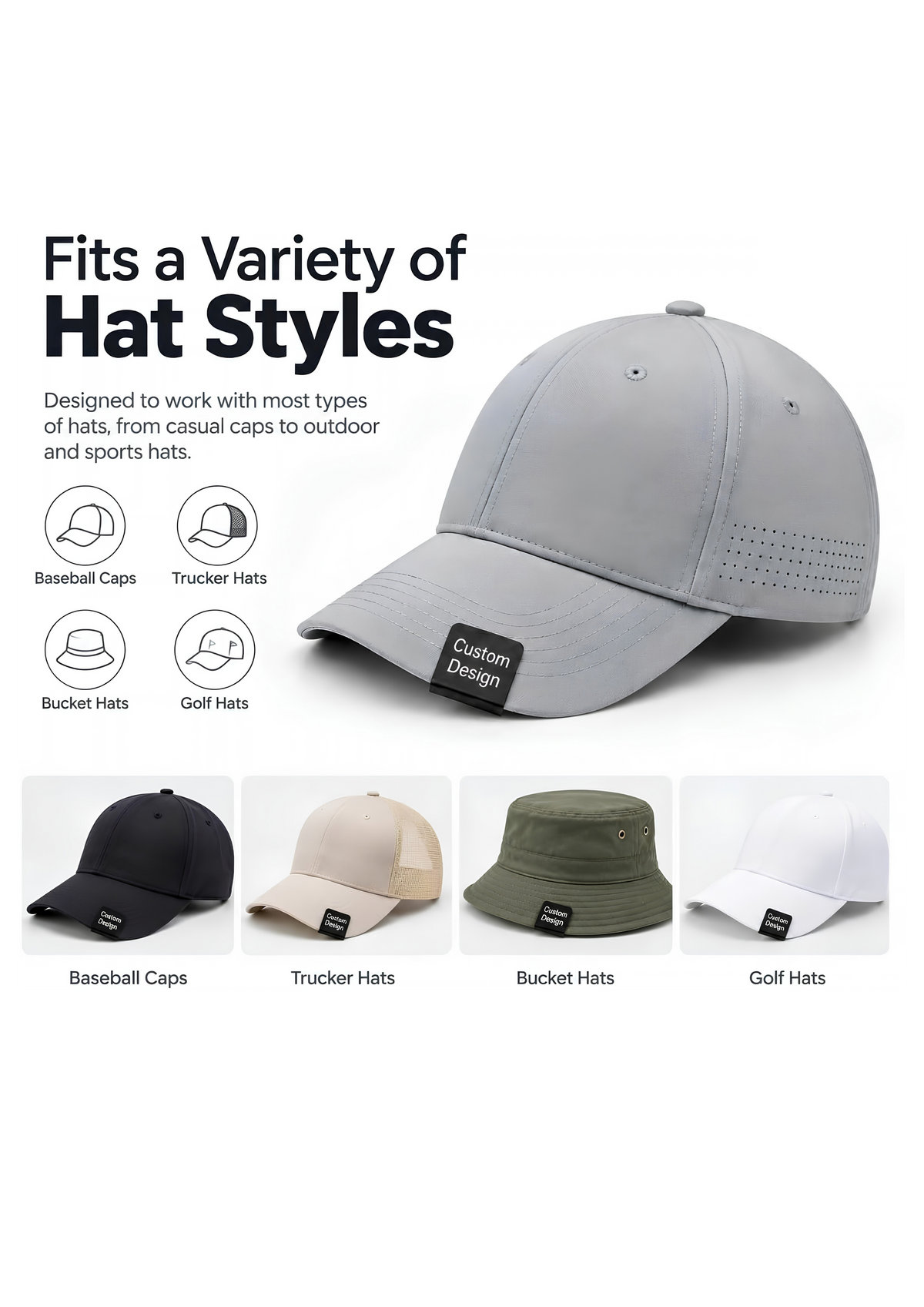 Custom Engraved Hat Clip, Personalized Brim Clip for Caps, Funny Gift for Golfers, Hunters & Hobbyists