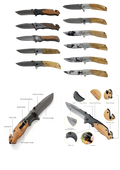 Wood Handle Folding Pocket Knife, Titanium-Coated Blade with Window Breaker & Seat Belt Cutter, Gift for Outdoorsmen