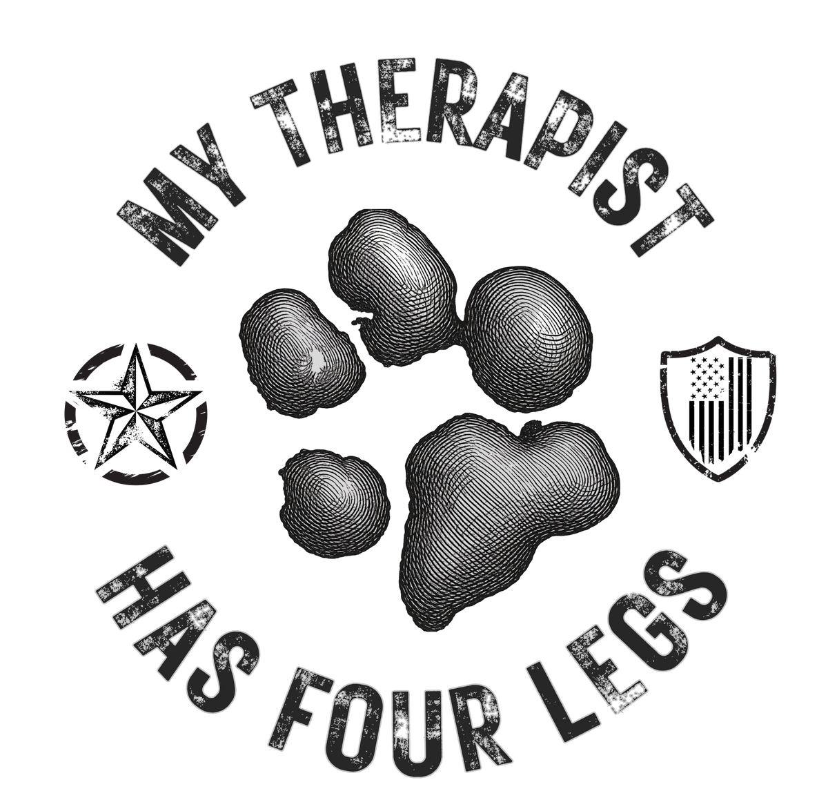 "My Therapist Has Four Legs" Paw Print Vinyl Sticker