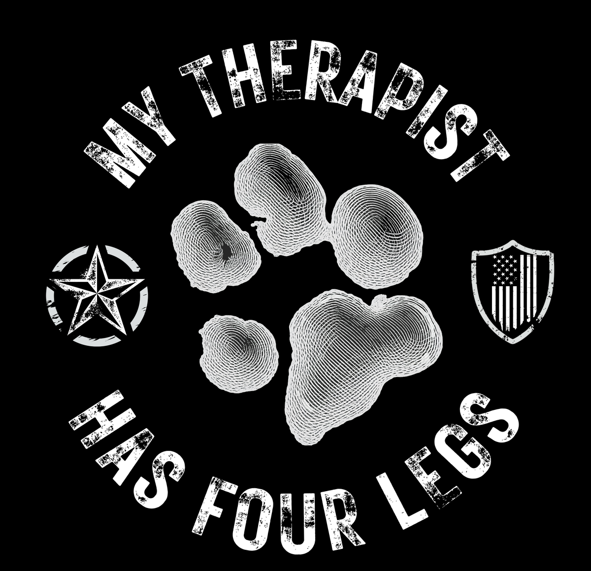 "My Therapist Has Four Legs" Paw Print Vinyl Sticker