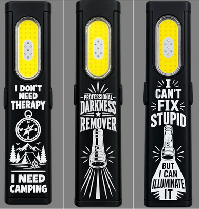 Funny Engraved LED Work Flashlight | USB-C Rechargeable EDC Flashlight | Snarky Camping, Garage & Fishing Gift