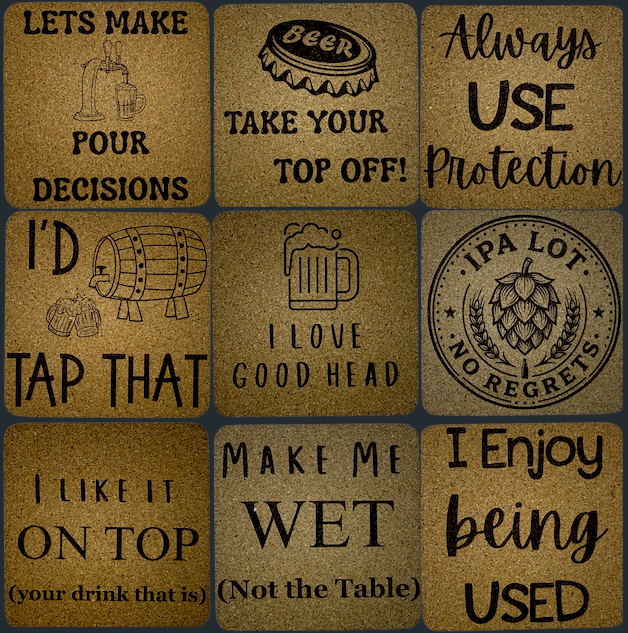 Adults Only Beer Coasters | Funny Innuendo Cork Coasters | Bachelorette, Man Cave & Bar Gift Set