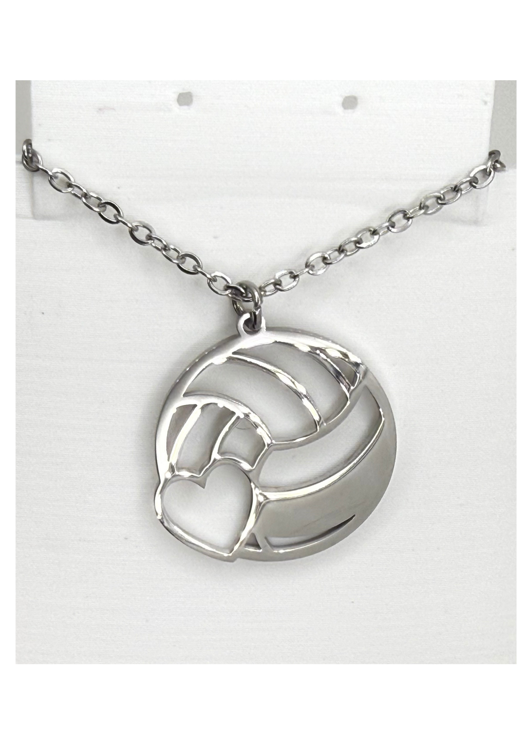 Volleyball Heart Necklace | Stainless Steel Cut-Out Pendant | Volleyball Player & Mom Jewelry, Gold or Silver