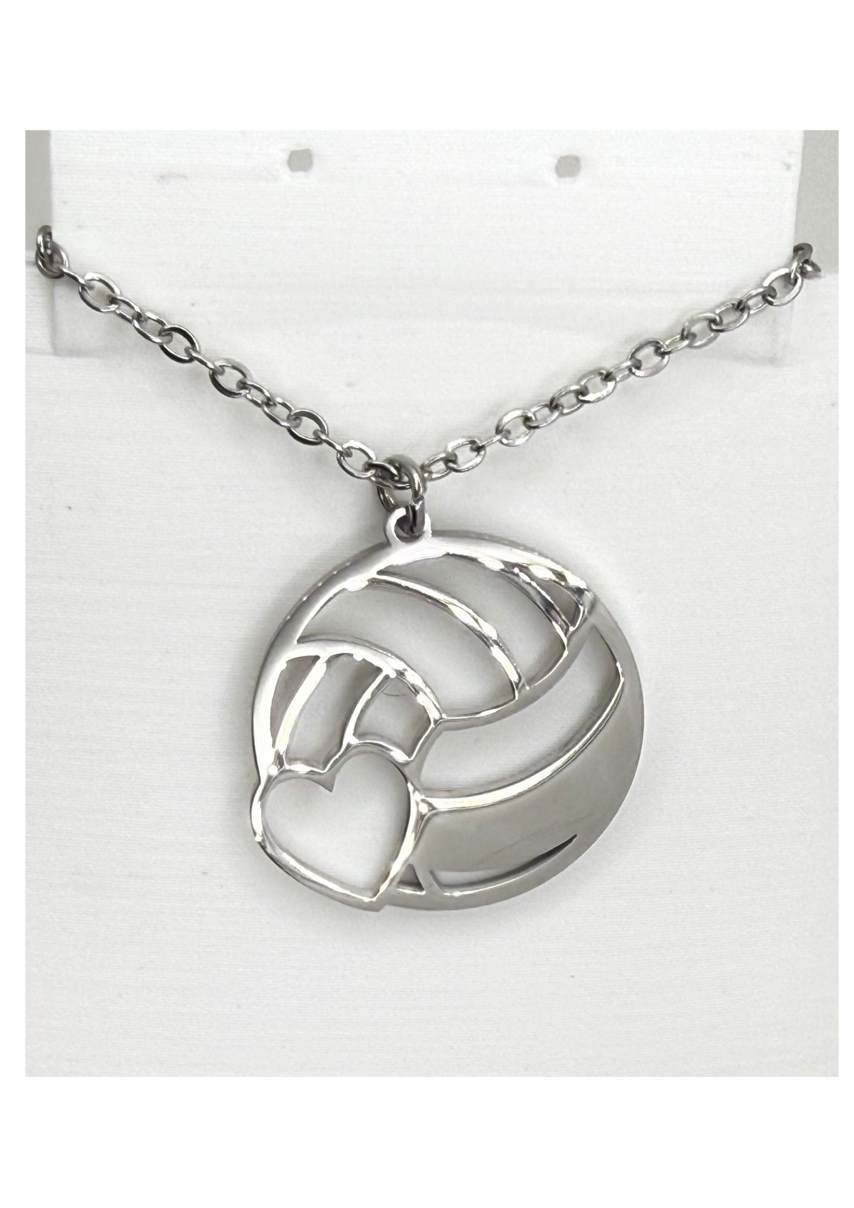 Volleyball Heart Necklace | Stainless Steel Cut-Out Pendant | Volleyball Player & Mom Jewelry, Gold or Silver