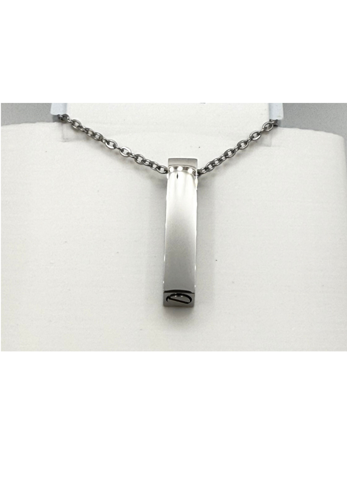 Vertical Bar Urn Memorial Necklace | Cremation Ashes Keepsake Pendant | Stainless Steel, Silver, Gold, or Rose Gold