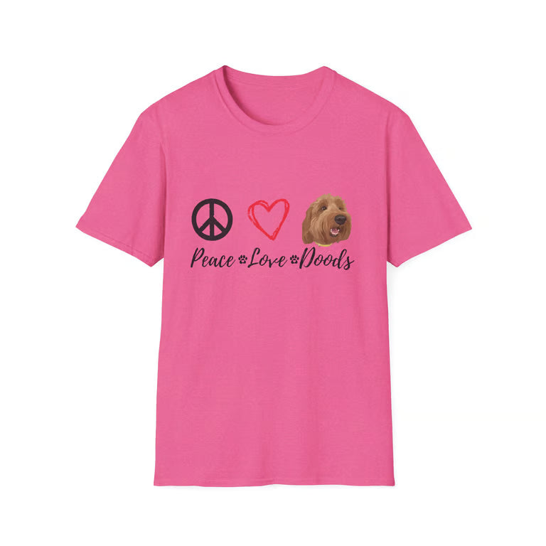 Cute Doodle Dog Graphic Tee | Peace Love Doodles Retro Shirt for Pet Lovers