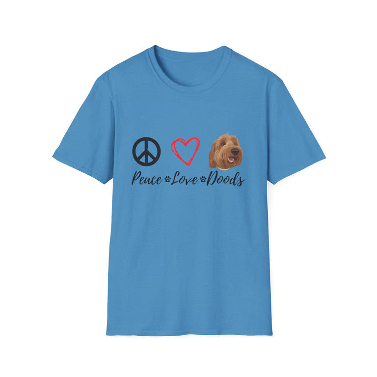 Cute Doodle Dog Graphic Tee | Peace Love Doodles Retro Shirt for Pet Lovers