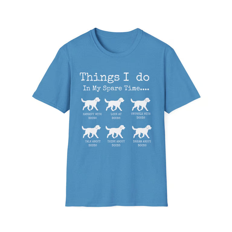 Funny Dog Lover Shirt | Things I Do In My Spare Time | Cute Doodle T-Shirt Gift | white text