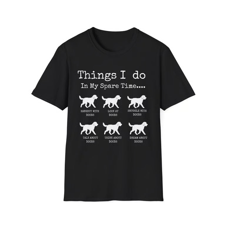Funny Dog Lover Shirt | Things I Do In My Spare Time | Cute Doodle T-Shirt Gift | white text