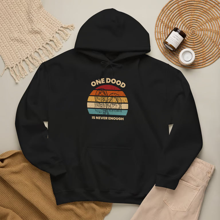 One Dood Is Never Enough Hoodie Retro Sunset Goldendoodle Pullover | Vintage Doodle Dog Hoodie Gift