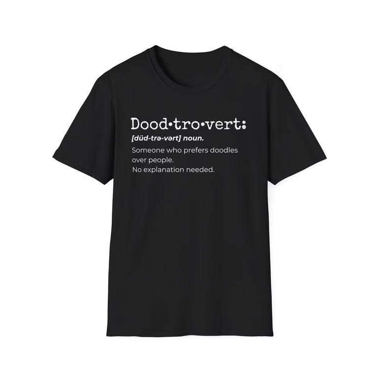 Doodtrovert Funny Goldendoodle Definition T-Shirt | white text