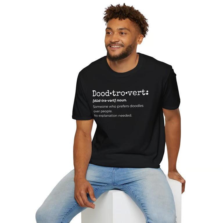 Doodtrovert Funny Goldendoodle Definition T-Shirt | white text