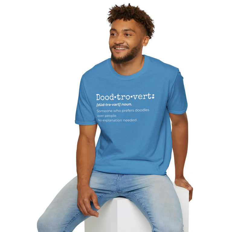 Doodtrovert Funny Goldendoodle Definition T-Shirt | white text