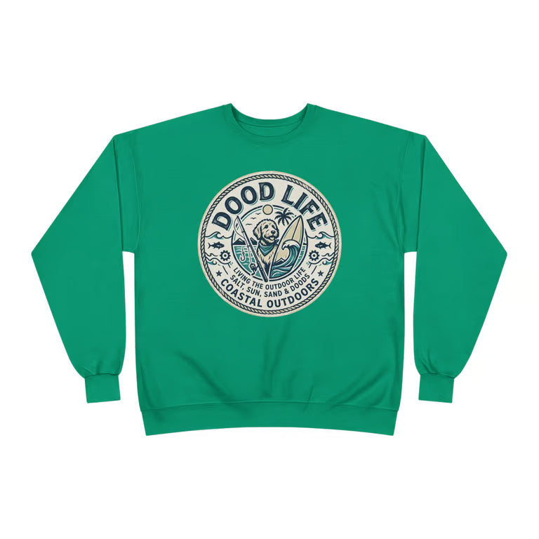 Dood Life Coastal Sweatshirt |Beach Dog Lover Crewneck | Dood Life Coastal Outdoor Apparel