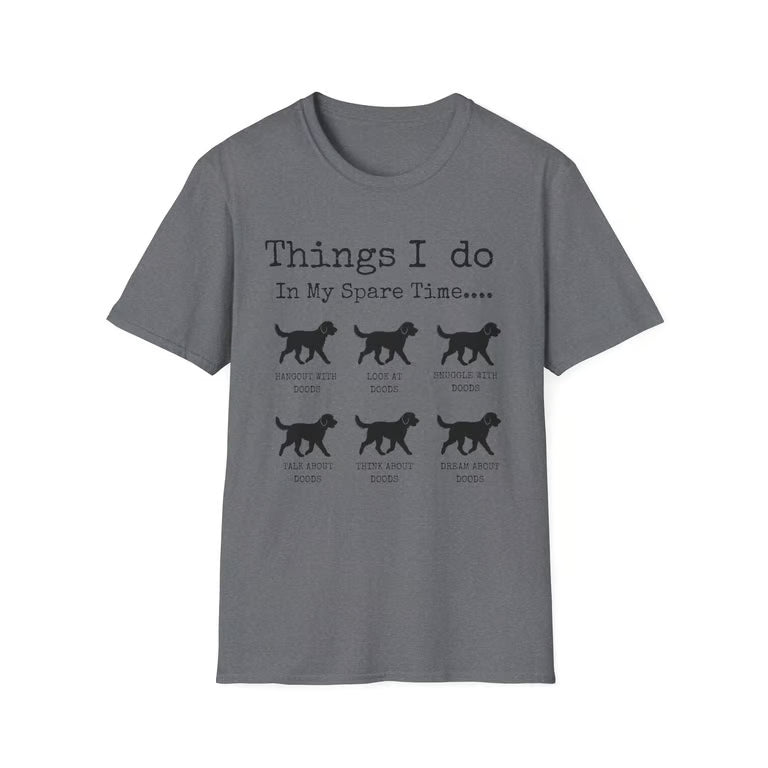 Funny Dog Lover Shirt | Things I Do In My Spare Time | Cute Doodle T-Shirt Gift | black text