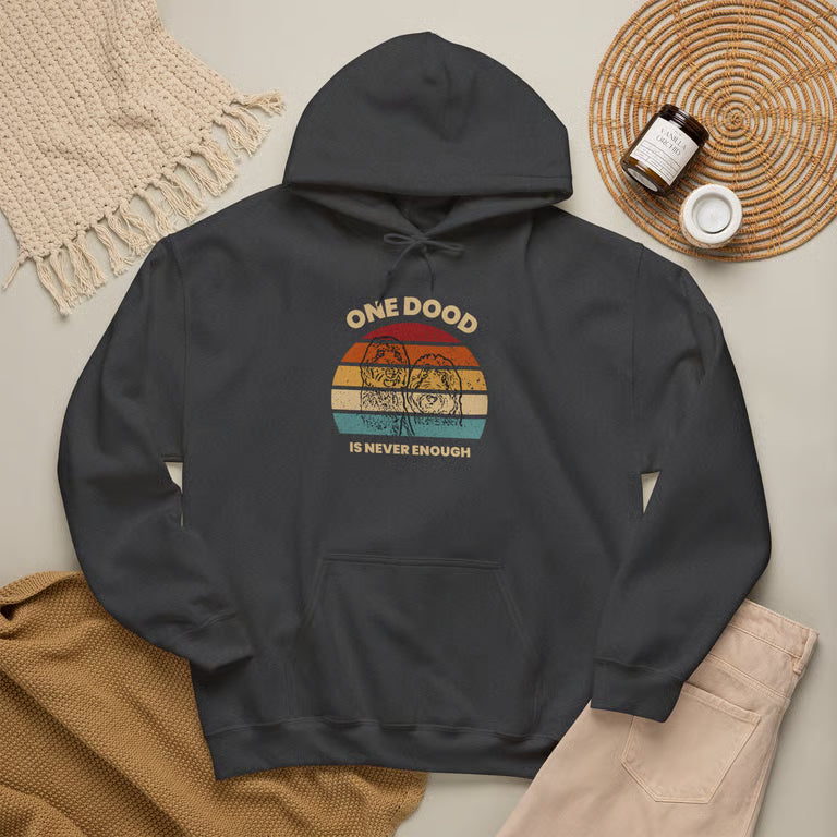 One Dood Is Never Enough Hoodie Retro Sunset Goldendoodle Pullover | Vintage Doodle Dog Hoodie Gift
