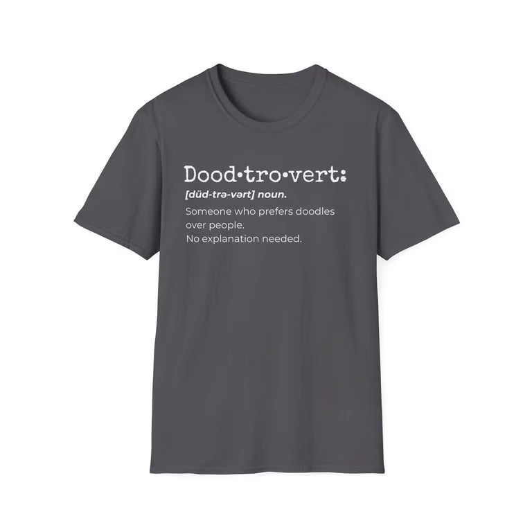 Doodtrovert Funny Goldendoodle Definition T-Shirt | white text
