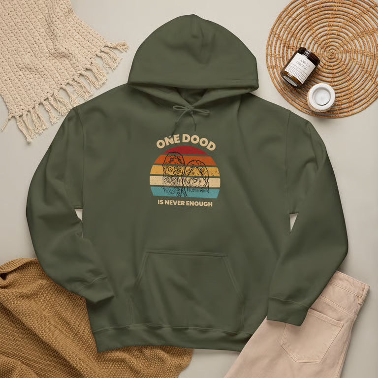 One Dood Is Never Enough Hoodie Retro Sunset Goldendoodle Pullover | Vintage Doodle Dog Hoodie Gift