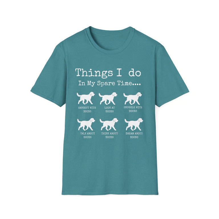 Funny Dog Lover Shirt | Things I Do In My Spare Time | Cute Doodle T-Shirt Gift | white text