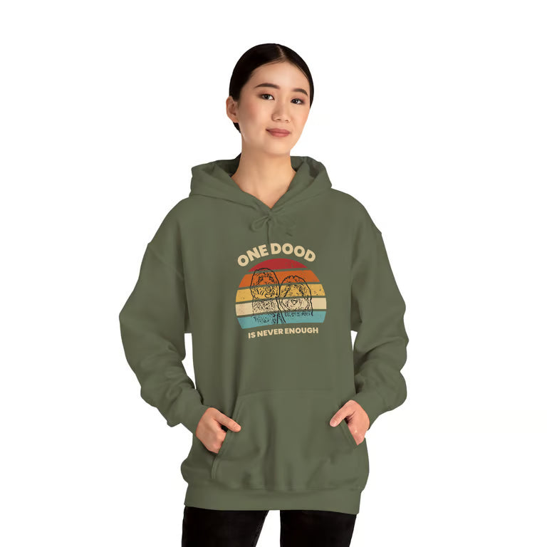 One Dood Is Never Enough Hoodie Retro Sunset Goldendoodle Pullover | Vintage Doodle Dog Hoodie Gift