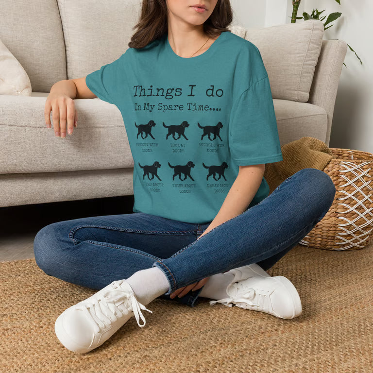 Funny Dog Lover Shirt | Things I Do In My Spare Time | Cute Doodle T-Shirt Gift | black text