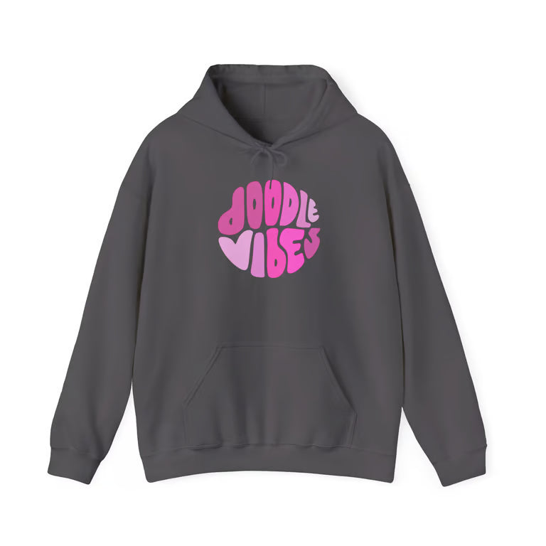 Doodle Vibes Hoodie — Groovy Retro Pink Doodle Dog Pullover | Doodle Mom Hoodie Gift, Goldendoodle Pullover, Cute Dog Mom Hoodie, Y2K Dog Lover Gift