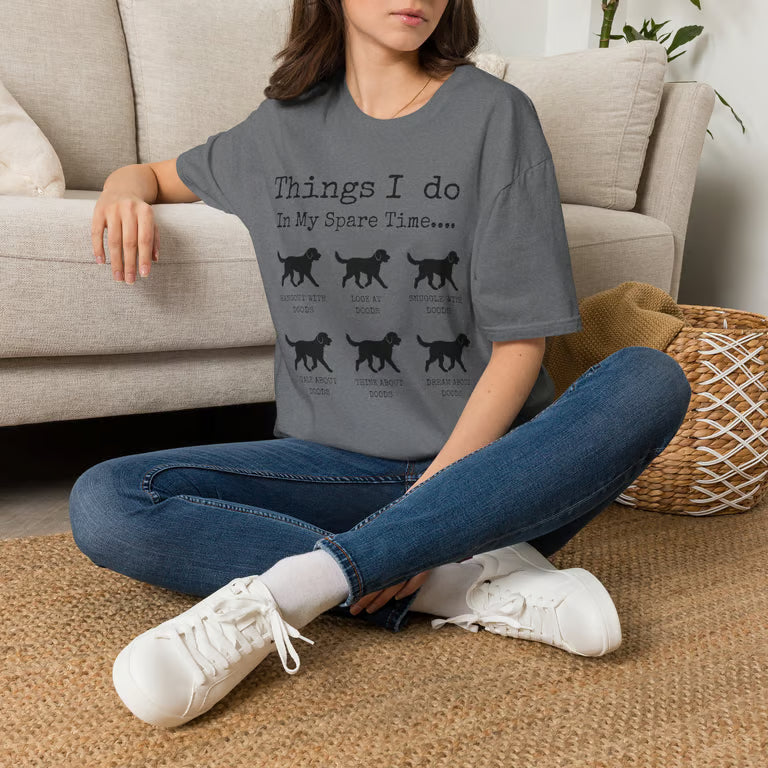Funny Dog Lover Shirt | Things I Do In My Spare Time | Cute Doodle T-Shirt Gift | black text