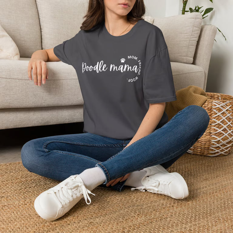 Doodle Mama Shirt | Mom Friend Woof | White text