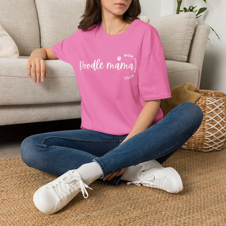 Doodle Mama Shirt | Mom Friend Woof | White text