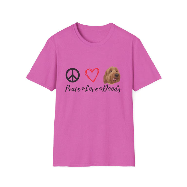 Cute Doodle Dog Graphic Tee | Peace Love Doodles Retro Shirt for Pet Lovers