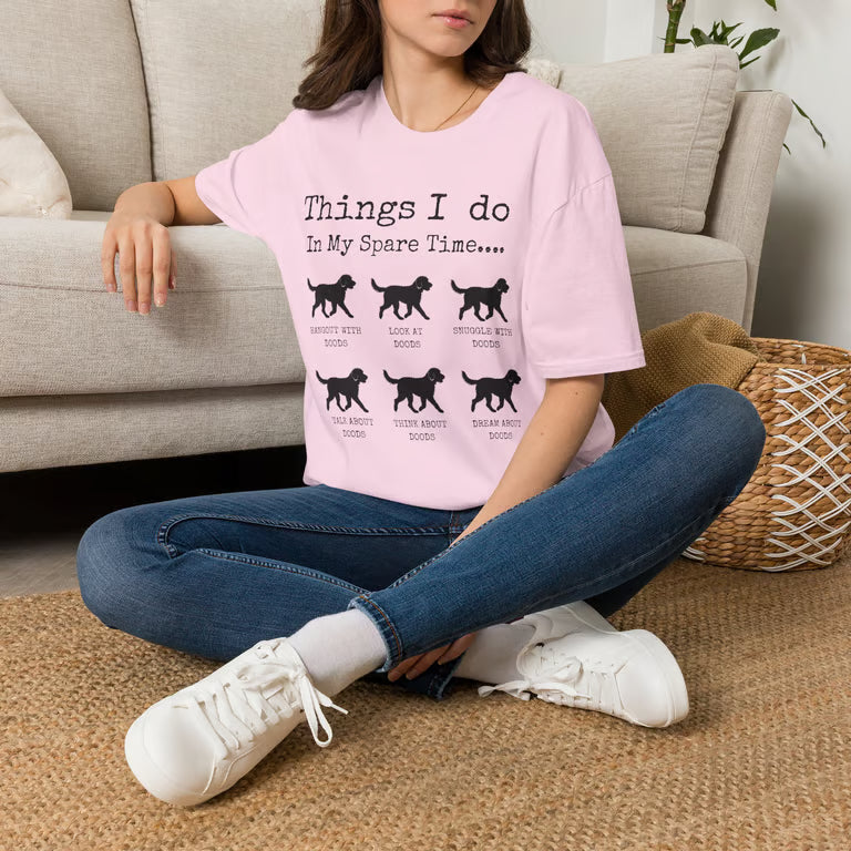 Funny Dog Lover Shirt | Things I Do In My Spare Time | Cute Doodle T-Shirt Gift | black text