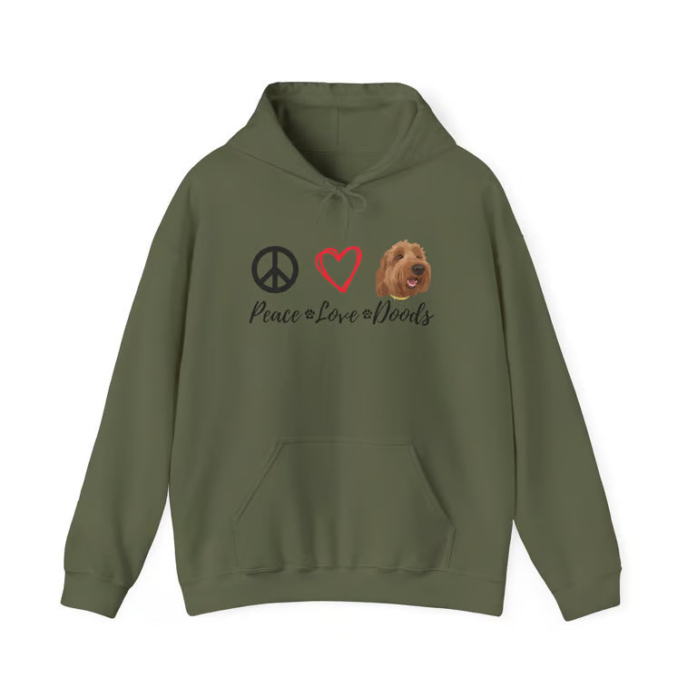 Cute Peace Love Doodles Sweatshirt | Dog Mom Hoodie | Goldendoodle Lover Apparel