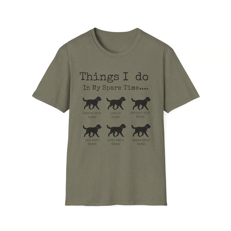 Funny Dog Lover Shirt | Things I Do In My Spare Time | Cute Doodle T-Shirt Gift | black text