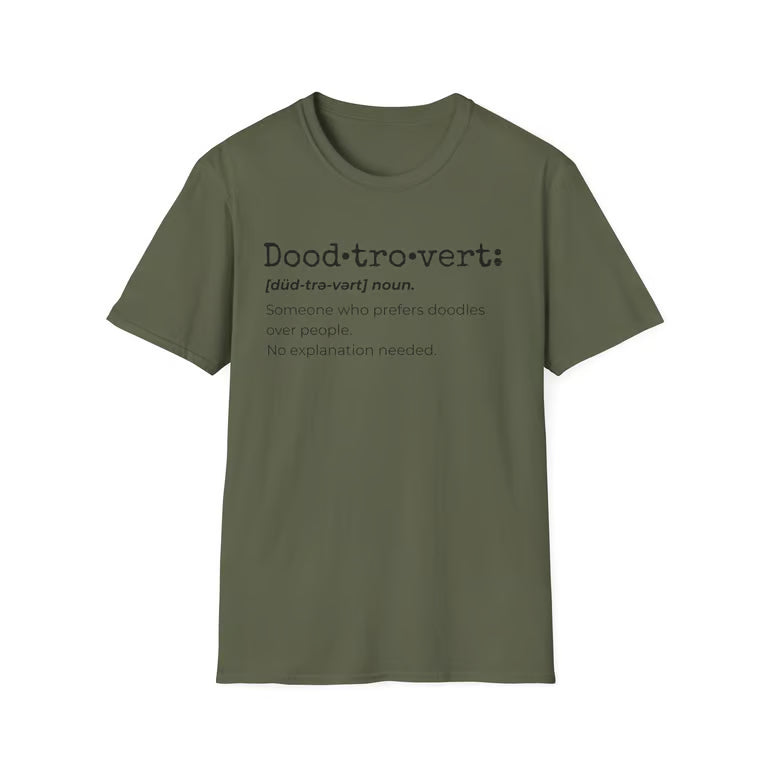 Doodtrovert Funny Goldendoodle Definition T-Shirt | Blk text