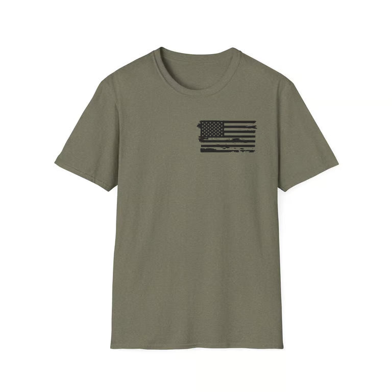 Patriotic Dog Lover Shirt | My Therapist Has Four Legs Tee | Distressed American Flag Paw Print Apparel | blk