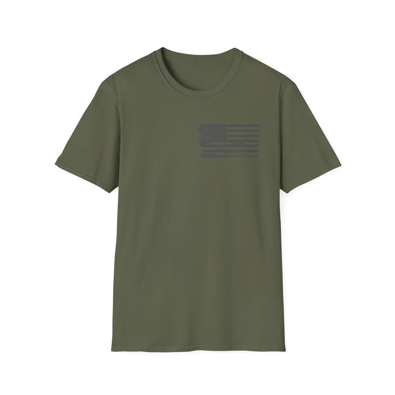 Patriotic Dog Lover Shirt | My Therapist Has Four Legs Tee | Distressed American Flag Paw Print Apparel | white text